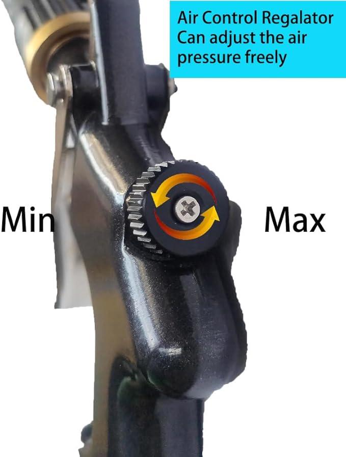 High Pressure Car Interior Cleaning Gun Automobile Detailing Washing Gun with Brush-Works with Air Compressor(Aluminium Rotate Tube),Z-014 with Air Regulator Control