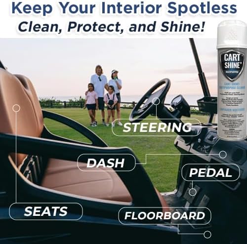 Club Clean Cart Shine, Golf Cart Body Windshield Cleaner Plus Polisher - Hard Water Shield, Removes Hard Water Stains - Battery Acid Shield, Grease Spray, Lubricates & Rust Proofs - Trim & Tire Shield