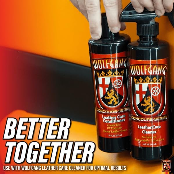 WOLFGANG CONCOURS SERIES Leather Care Conditioner | Premium UV-Protecting Formula for Soft & Restored Leather | Deep Moisturization & Protection | WG-2600 | 16 oz