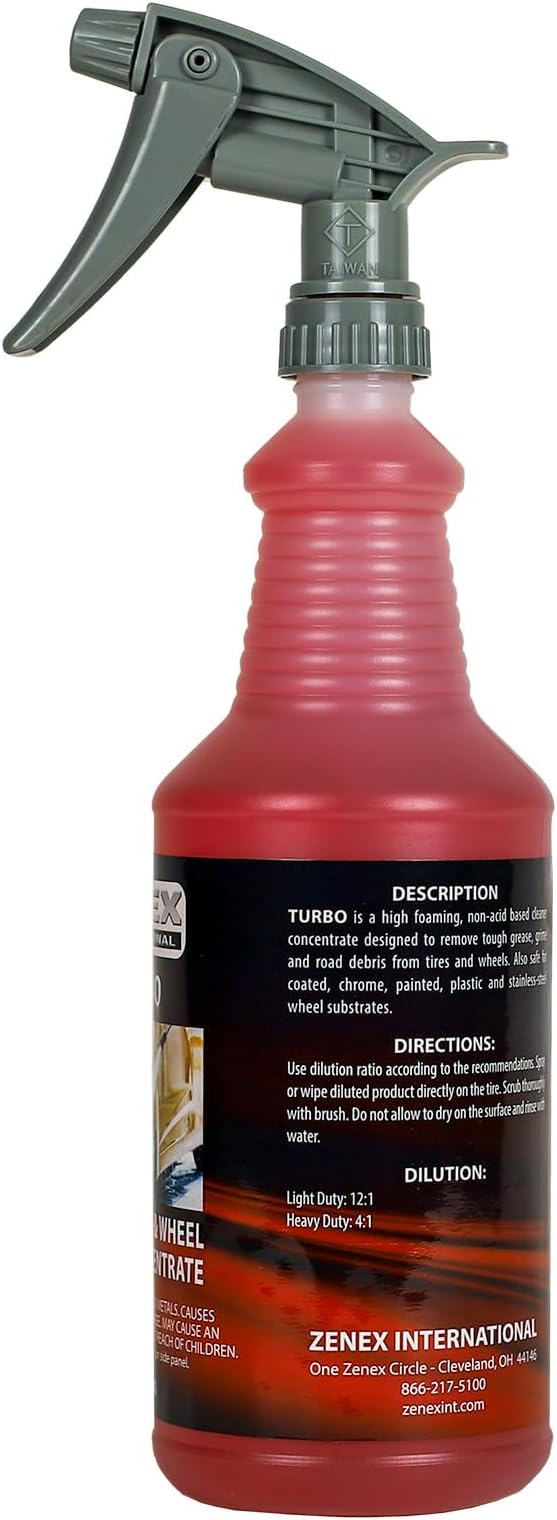 Zenex Turbo Wheel Cleaner - Professional-grade Wheel & Tire Detailer | Removes Grease, Brake Dust, & Road Grime | Chrome, Stainless Steel, Painted, & Rubber Surfaces | Non-Acidic | 32 oz (2 Pack)