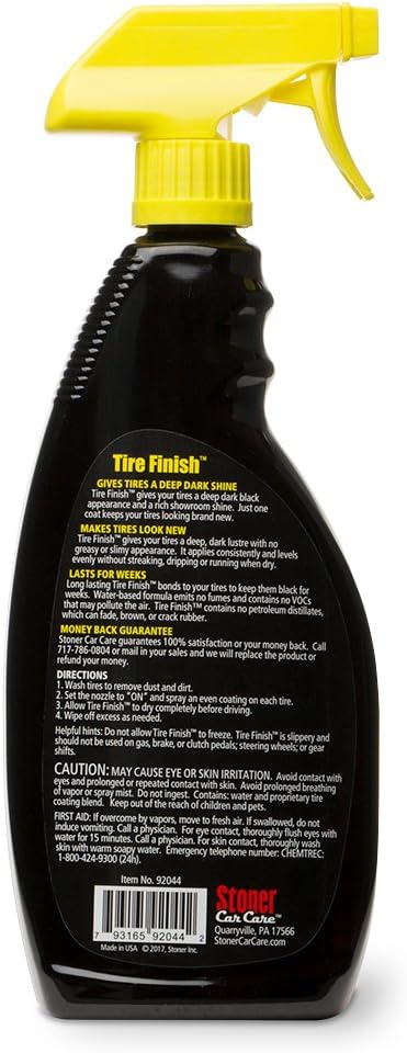 Stoner Car Care 92044 More Shine Tire Finish – Tire Shine Spray for a Deep Matte Black Finish with Long-Lasting Rain-Resistant Protection, Non-Greasy No Sling – 22 fl oz (Pack of 1)