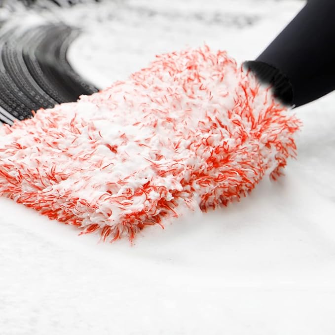 SPTA Microfiber Car Wash Mitt, 3Pcs Car Sponge Glove Wrapped in Soft, Plush Fiber Cloth Material, Safe Washing with Any Car Soap, Bucket, Foam Gun, Foam Cannon, Other Cleaning Supplies