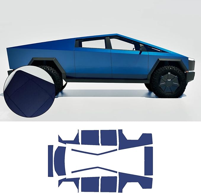 Precut Paint Protective Film for Tesla Cybertruck 2024-2026 Full Body 8.5Mil TPU PPF Color Change Film Self Adhesive Scratch Protector Exterior Accessories (Dark Blue)