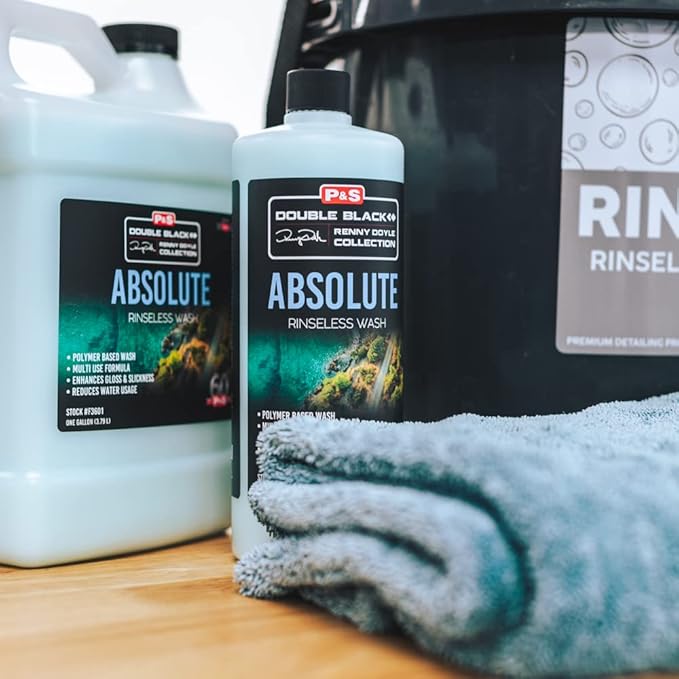 P&S Professional Detail Products Absolute Rinseless Wash – Premium Soap Alternative, Emulsifies Dirt, Softens Water, Safe on Paint, Coatings, Wraps, PPF & Interior Surfaces - 1 Gallon