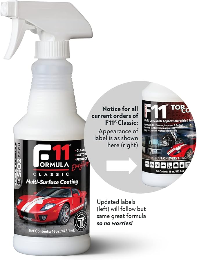 TopCoat F11 Car Polish & Sealer for Cars, Motorcycles, RVs and More – Water-Based Alternative to Ceramic Car Wax - 16 oz F11 Top Coat Spray Bottle