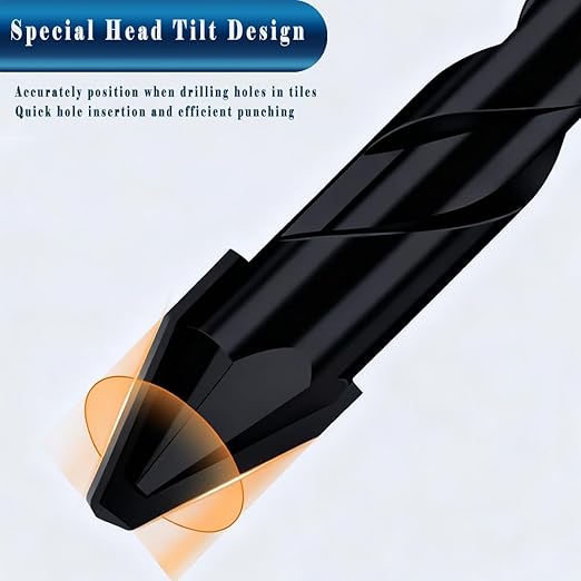10pc 1/4” Black Ceramic Tile Drill Bit, 6mm Porcelain Drill Bit Concrete Drill Bit for Glass,Brick,Plastic,Cement,Wood,Ceramic,Metal,Marble.