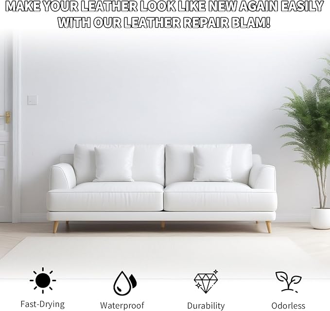 White Leather Recoloring Balm with 100ml Mink Oil,Leather Couch Scratch Remover,Leather Repair kit for Vinyl Furniture and Car Interior,Leather Dye Paint,Mink Oil for Leather