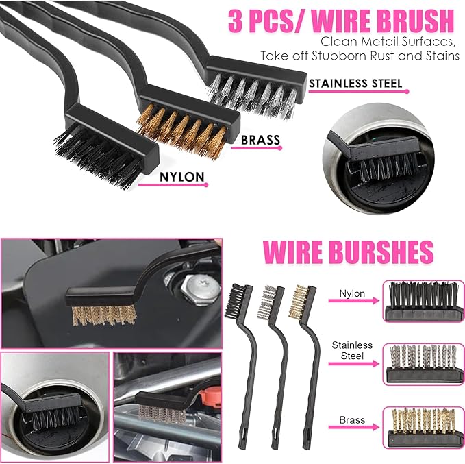 Viewsun Windshield Cleaner Tool, 17Pcs Pink Car Interior Cleaning Kit, Detailing Kit Cleaner, Detailing Brush, Cleaning Gel, Inside Cleaning Supplies Accessories for Women Girl Gift