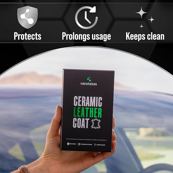 Premium Ceramic Leather Coating – Professional Leather Shield & Protector for Car Seats, Tesla Vegan Leather, Interior, Furniture, Shoes – Nano Technology Long-Lasting Leather Care