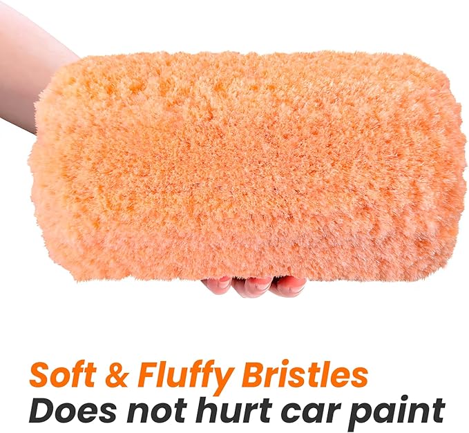 20ft Reach Car Wash Brush with Long Handle-Car Cleaning Kit with 4-12FT Extension Pole, Ultimate RV,Truck Wash Set with Soft Brush, Tire Brush, Window Squeegee, Mitt, Microfiber Cleaning Mop