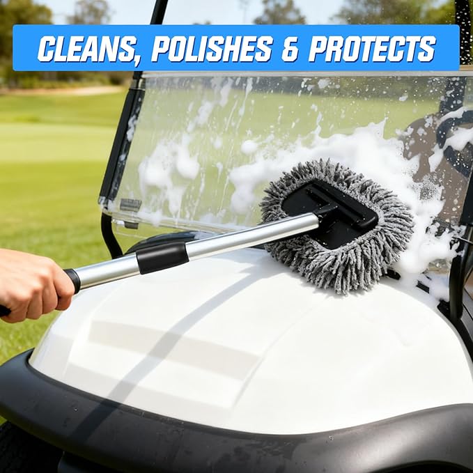 4 Pcs Golf Cart Cleaner Kit, Golf Cart Body Windshield Polish Cleaner with Cleaning Brush Towels, Removes Hard Water Stains, Battery Acid, Grease, Lubricates & Rust Proofs