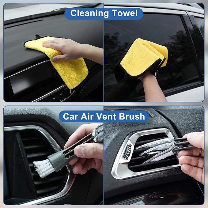 Viewsun Windshield Cleaner Tool, 13Pcs Car Interior Cleaning Kit, Car Detailing Kit Interior Cleaner, Car Detailing Brushes, Car Cleaning Gel, Inside Cleaning Supplies Accessories for Women Men