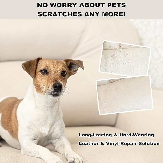 STARTSO WORLD Cream Leather Repair Kit for Furniture, Leather & Vinyl Repair kit for Car Interior, Couches, Car Seat, Jacket, Sofa, Boat or and Purse, Restores Faux, Artificial, Genuine Pleather