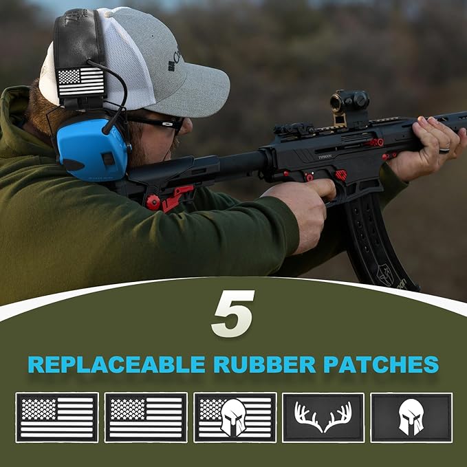 ZOHAN EM054 Electronic Shooting Ear Protection with 4X Sound Amplification, Ear Protection Muffs for Gun Range, NRR 23db Noise Reduction Hearing Protection Headphones