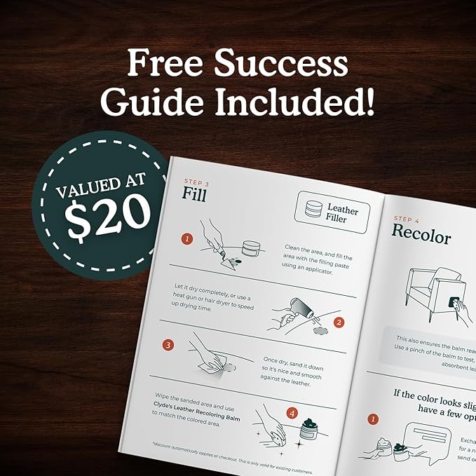 Clyde's Leather Paintable Filler | Leather Filler Repair for Holes, Tears, Cracks, Scratches and Burns | Flexible & Sandable Finish