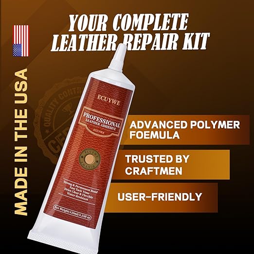 Professional Leather Glue Adhesive -120 ML Industrial Strength, Clear & Flexible Bond for Shoes, Bags, Purses, Furniture, Car Seats, Jackets (Repair Vinyl, Suede, Upholstery, Rubber)