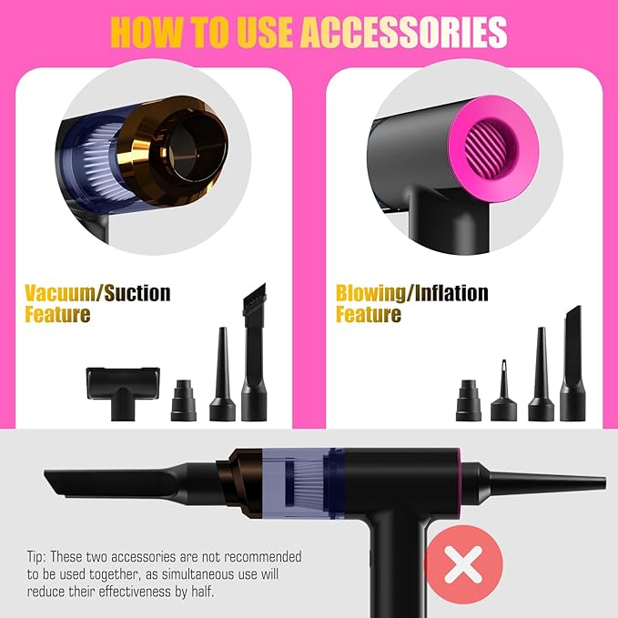 12000 Pa 4-in-1 Cordless Car Vacuum Cleaner Handheld Air Duster Pump & Blower with Brushless Motor | Portable Mini Vacuum for Car, Home & Office with Type-C Fast Charging