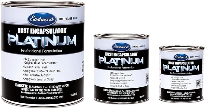 Eastwood Rust Encapsulator Platinum Pint | UV Resistant Aluminum Finish Rust Preventive Coating | Easy Apply High-Tech Formula Automotive Paint to Stop Rust | Rust Remover for Metal Structures