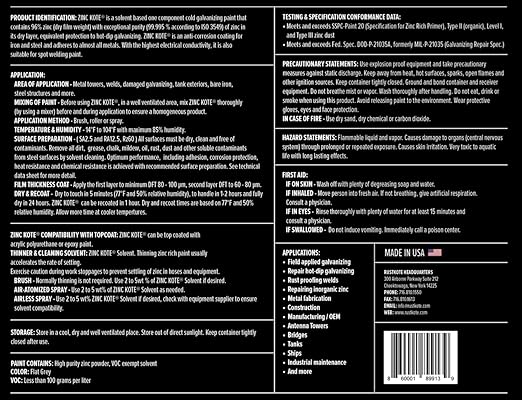 ZincKote Cold Galvanizing Paint/Coating - Cold Galv - 96% Zinc DFT - Steel Corrosion Protection - Reloads Hot Dip Galvanizing - Made in the USA - 10 KG (1 Gallon)