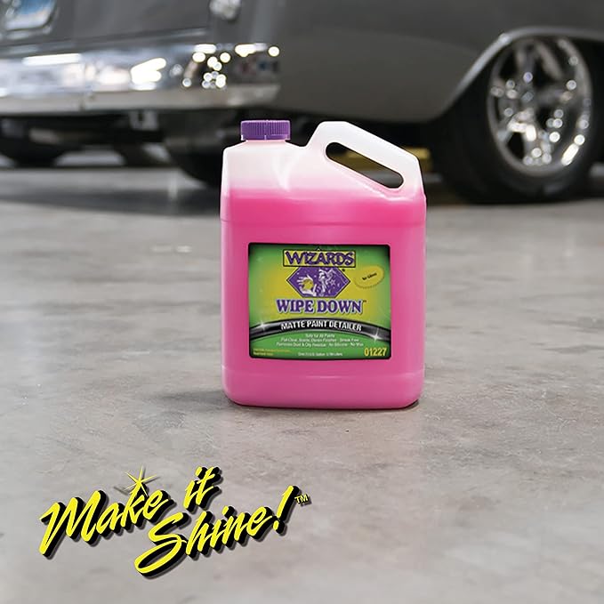 Wizards Wipe Down Spray - Matte Spray Paint Wrap For Cars - Auto Detailing Supplies For Flat Clear, Suede and Denim Finishes - Removes Dust and Oily Residue - Safe For All Paints - 1 Gallon