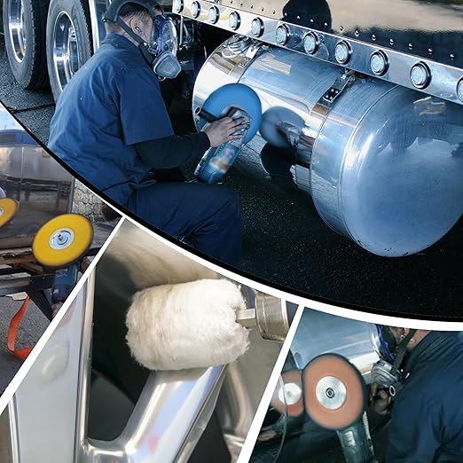 13PCS 8" Airway Buffing Wheel Kit,16-Layer S-Shape Aluminum Metal Polishing Wheel, 5/8" Arbor, 5 Compounds & 4 Detail Wheels for Semi Truck Wheels, Fuel Tanks, Bumpers, Steps & Diamond Plates