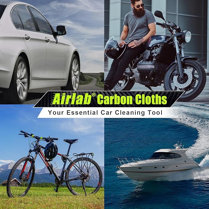 Airlab Carbon Microfiber Towels for Car Drying Window Glass Cleaner Magic Cleaning Cloth Auto Detailing Car Wipes Lint Free Rags Large Towel Interior Detailer, Pack of 4, 20" x 16", Grey