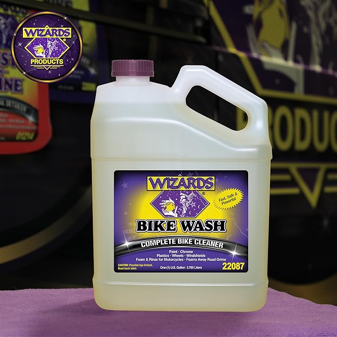 Wizards Bike Wash - Cleaner For Motorcycle Washing Kit - Quick Detailer for Bike Kit with Bug Remover - For Your Motorcycle Accessories and Detail Kit - 1 Gallon