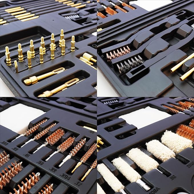 BESTNULE Upgrade Brass Universal Gun Cleaning Kit for Rifles, Pistols,Handguns, Shotguns, Gun Cleaning Kits for All Guns, Gun Cleaning Supplies with Brass Rods and Portable Case