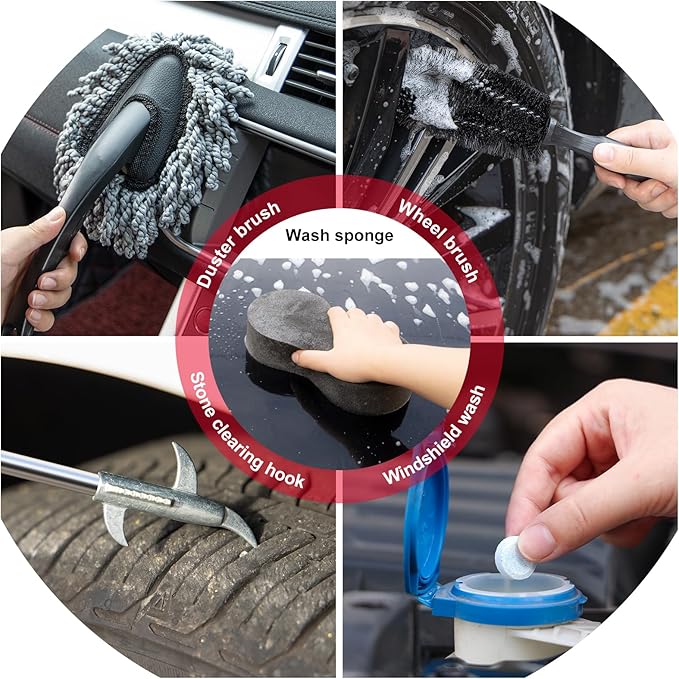 41Pcs Car Wash Cleaning Kit with High Power Handheld Vacuum Windshield Cleaning Tool Collapsible Bucket Detailing Brushes Tire Brush Towels Complete Detailing Set for Car