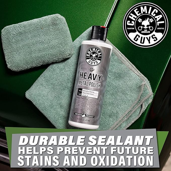 Chemical Guys Light & Heavy Metal Polish Kit - Restore, Protect & Shine All Metal Surfaces, Removes Oxidation, Rust & Tarnish from Chrome, Aluminum, Stainless Steel & More, Includes 2 x 16 oz Bottles