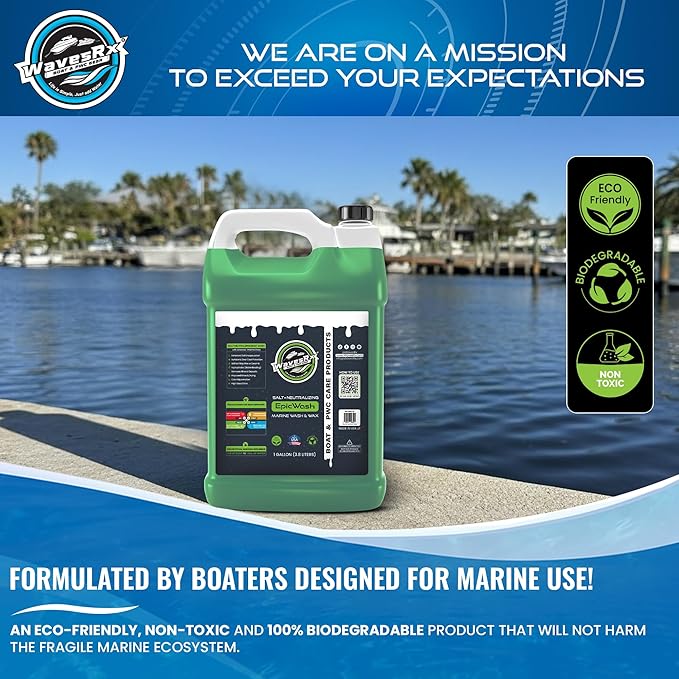 WAVESRX Salt Neutralizing Boat Soap & Jet Ski Wash with SiO2 Surface Protection (EpicWash+), Marine Grade Cleaner Removes Salt & Contaminants, Protective Ceramic Coating Prevents UV Damage