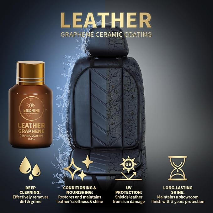 Graphene Leather Care Coating- Lasts 5 Years+ in Real World - Advance SiO2 Protection, UV & Water Resistant, Perfect for Cars, Motorcycles, Marine, RVs, Furniture and Shoes