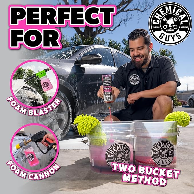 Chemical Guys CWS2211602 Mr. Pink Foam Party Wash & Wax (Works with Foam Cannons, or Bucket Washes) Safe for Cars, Trucks, SUVS, Motorcycles, RVs & More, (2-16 fl oz) Tangerine Scent