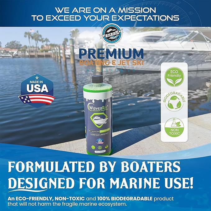 WAVESRX Salt Neutralizing Boat Soap & Jet Ski Wash with SiO2 Surface Protection (EpicWash+), Marine Grade Cleaner Removes Salt & Contaminants, Protective Ceramic Coating Prevents UV Damage