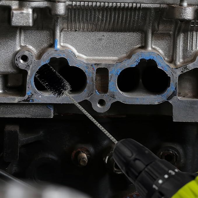 Intake Valve Carbon Cleaner Brush - 3pcs Engine Bay Cleaner Nylon Kit Carburetor Drill Cleaning Tools for Car Carb Deposit Combustion Chamber Cylinder 2 Style