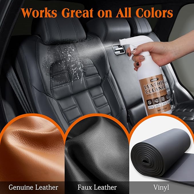 Leather Cleaner and Conditioner Kit-2×18oz Leather Care For Car Seats, Furniture, Couches, Shoes & Boots, Restores & Protects All Leather For Natural, Synthetic, Faux, Pleather, pH-Balanced