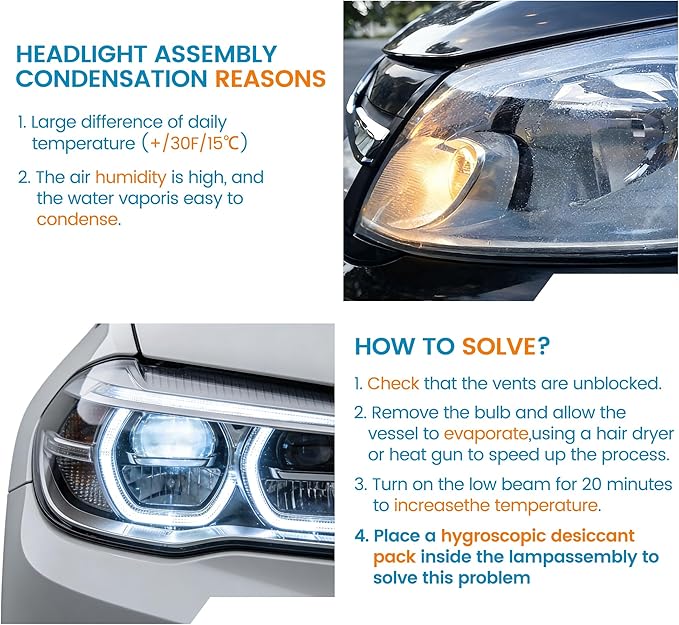 10 Packs 10 Gram Headlight Desiccant with Adhesive, High Absorption Anti-Fog Moisture Packs for Remove Moisture from Car Headlamp & Taillights, All Vehicle Lamps