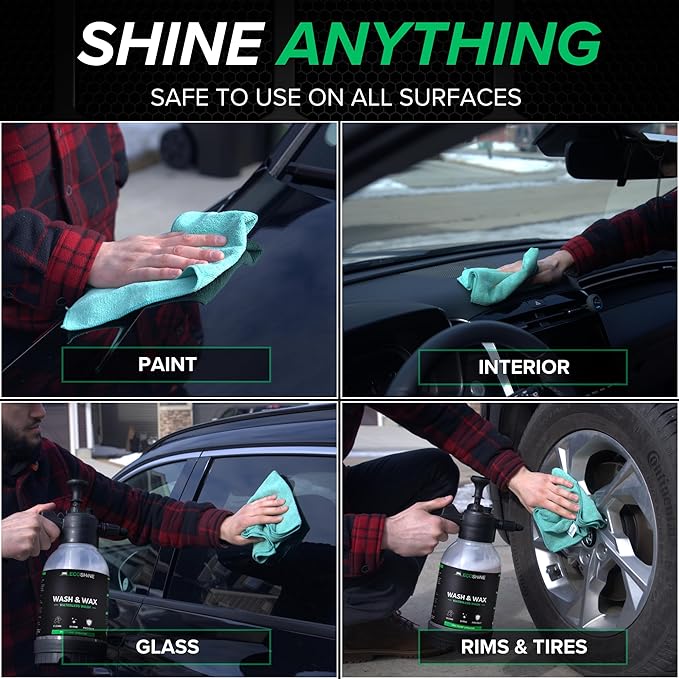 Waterless Car Wash Kit | Super Concentrated Rinseless Wash And Wax Car Wash Formula With Non Foaming Pump Sprayer For Fast Car Detailing | Makes 1 Gal Of Ready To Use Waterless Wash And Wax