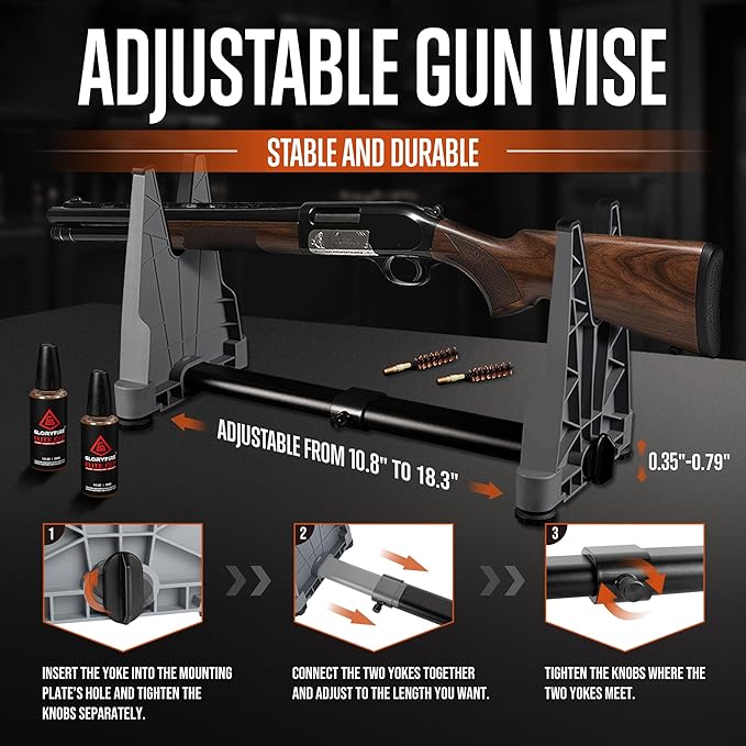 GLORYFIRE Elite Gun Cleaning Kit, Handgun Shotgun Pistol Universal Cleaning Kit with All Brass High-end Brushes, Jags, Reinforced and Lengthened Rods