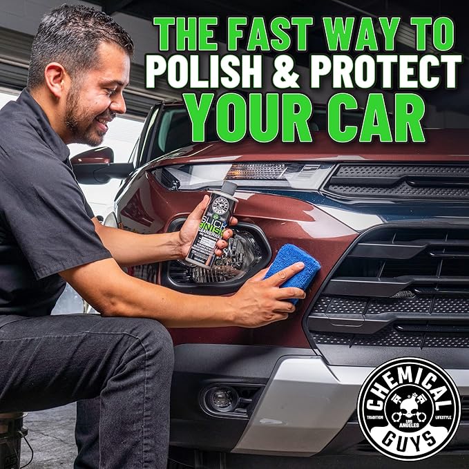 Chemical Guys WAC20616 Slick Finish Cleaner Wax Light Paint Cleanser & Brilliant Shine Carnauba Wax, 16 fl oz