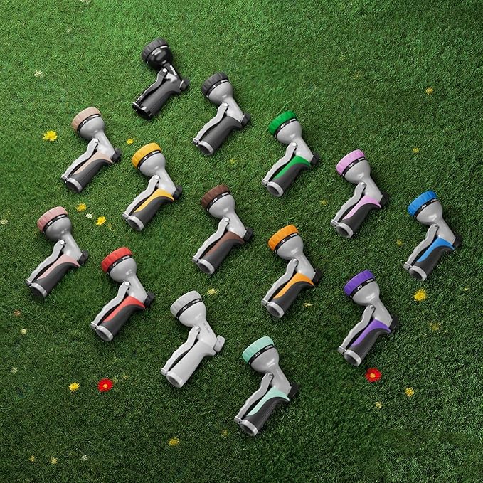 RESTMO Garden Hose Nozzle, Heavy Duty Metal Water Nozzle with 7 Adjustable Spray Patterns, High Pressure Hand Sprayer with Flow Control, for Watering Plants & Lawns, Washing Cars & Pets, Rose Gold