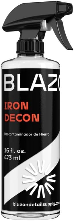 BLAZON Iron Decon - Max Strength Iron Remover & Wheel Cleaner, 2X Concentration for Rapid Removal of Iron Buildup, Brake Dust, and Rust Spots, Low Odor Formula - Citrus Scent - 16 Oz