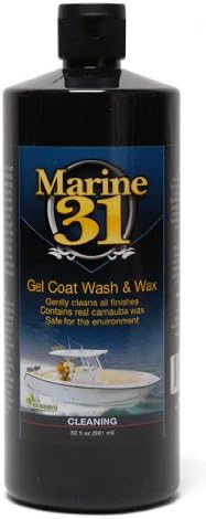 Marine 31 Gel Coat Boat Wash & Wax | Carnauba-Based Formula for Gentle Clean & UV Protection | High-Gloss Finish & Easy Application | 32 oz | M31-100