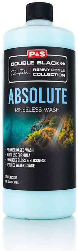 P&S Professional Detail Products Absolute Rinseless Wash – Premium Soap Alternative, Emulsifies Dirt, Softens Water, Safe on Paint, Coatings, Wraps, PPF & Interior Surfaces - 1 Quart
