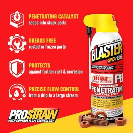 (4 Pack) PB Blaster Penetrating Catalyst with PowerStraw (11 oz Each) | Rust Penetrant Oil for Stuck Bolts & Nuts | Precision Spray, Loosens Rust, Corrosion Protection | Original PB Blaster Formula
