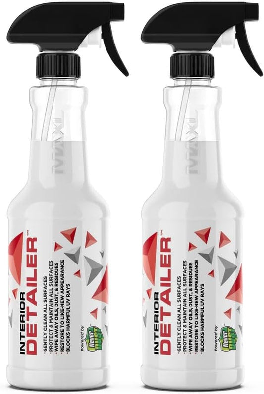 MAXL® Interior Car Cleaner Detailer Spray with NeverDust® Technology Formula (20oz, 2 Pack) - Repels Dust, Wipes Oil, Residue with Matte Finish for Leather, Dash, Trim & Screens - Safe on All Surfaces