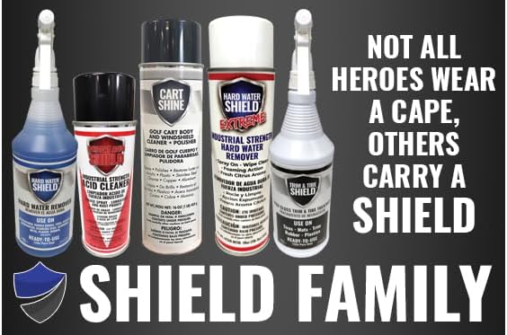 Club Clean Cart Shine, Golf Cart Body Windshield Cleaner Plus Polisher - Hard Water Shield, Removes Hard Water Stains - Battery Acid Shield, Grease Spray, Lubricates & Rust Proofs - Trim & Tire Shield