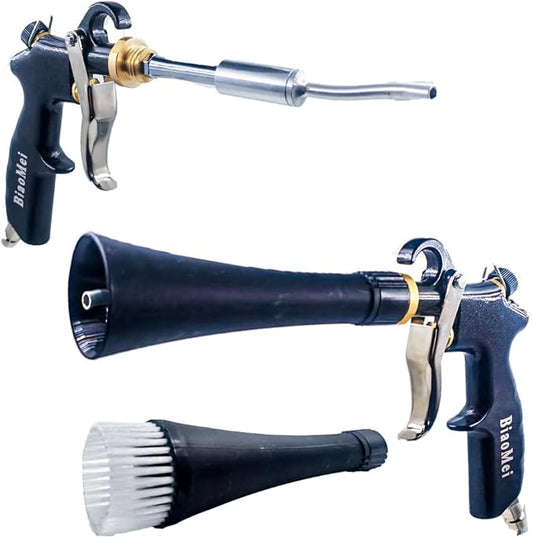 High Pressure Car Interior Cleaning Gun Automobile Detailing Washing Gun with Brush-Works with Air Compressor(Aluminium Rotate Tube),Z-014 with Air Regulator Control