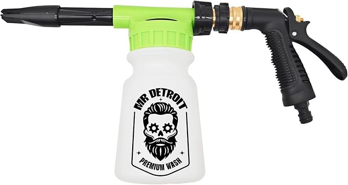 Mr. Detroit - 7pc Car Wash Kit Foam Blaster Bucket w/Filter Chenille Car Wash Glove Glass Towel, 64oz Car Soap, 16oz Glass Cleaner, Perfect Auto Detailing Gift for Car Lovers & DIYers