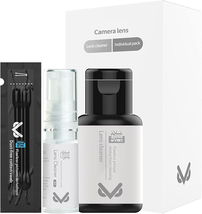VSGO Camera Lens Cleaning Kit, Lens Cleaner Fluid, Dust-Free Cotton Swab and Dispensing Bottle Included, Compatible with Cameras, Lenses and Other Optical Products Clean(V-C01E)